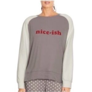 Wildfox sarcastic playful“Nice-ish” super soft raglan holiday cozy pajama top L